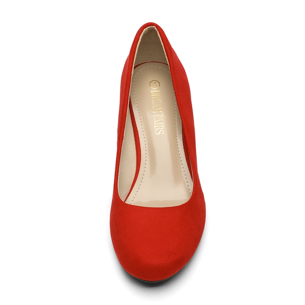 Round Toe Comfort Low Heel Pumps - RED - 2